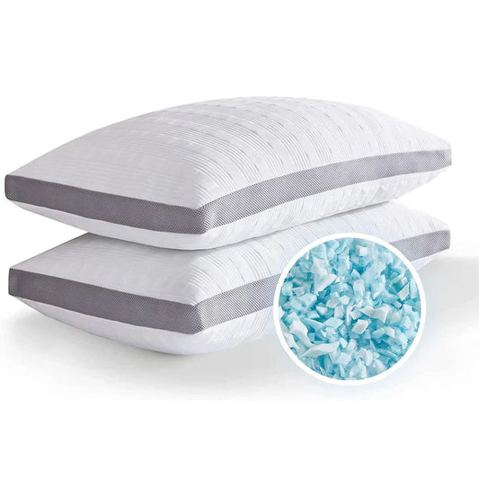 Cooling memory foam pillow cervical neck support white
