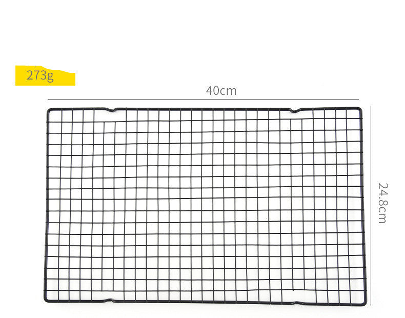 Close up of nonstick carbon steel grid pattern on cooling rack