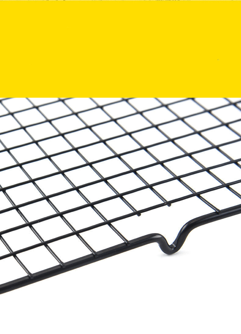 Cake cooling rack on yellow background showing full size