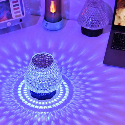 Cordless rechargeable crystal light fixture showing the touch sensor base plate detail
