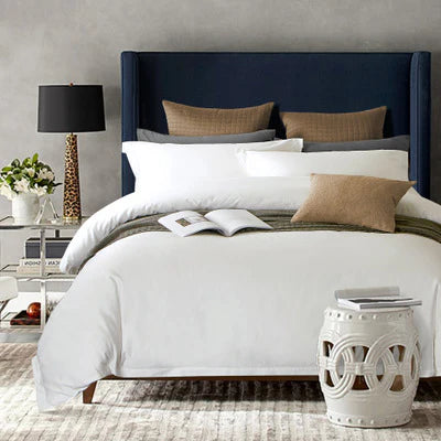 Cotton satin duvet cover and pillowcase close up texture