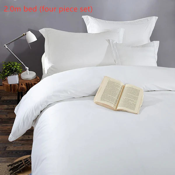 Cotton satin 4 piece bedding set flat lay duvet cover pillowcase