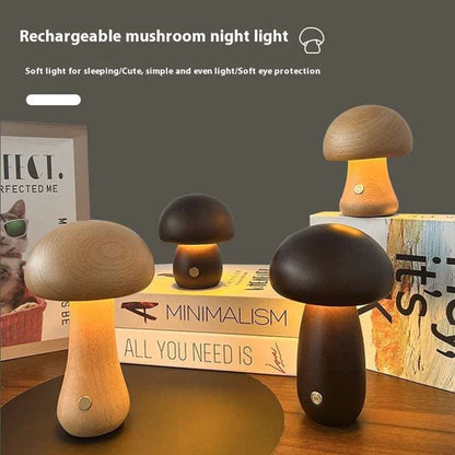 Creative mushroom lamp beech color bedside table lifestyle display