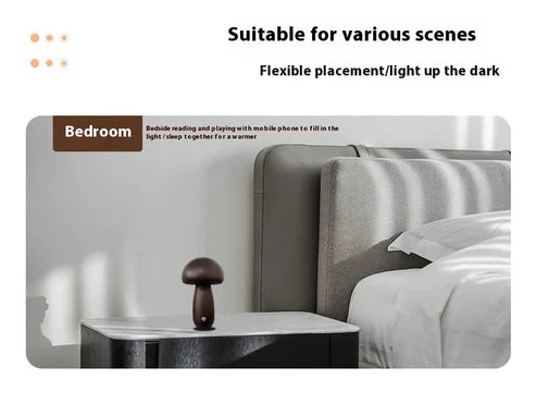 Creative mushroom lamp multiple beech and walnut styles comparison
