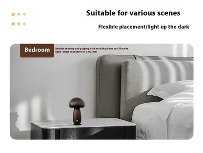 Creative mushroom lamp multiple beech and walnut styles comparison