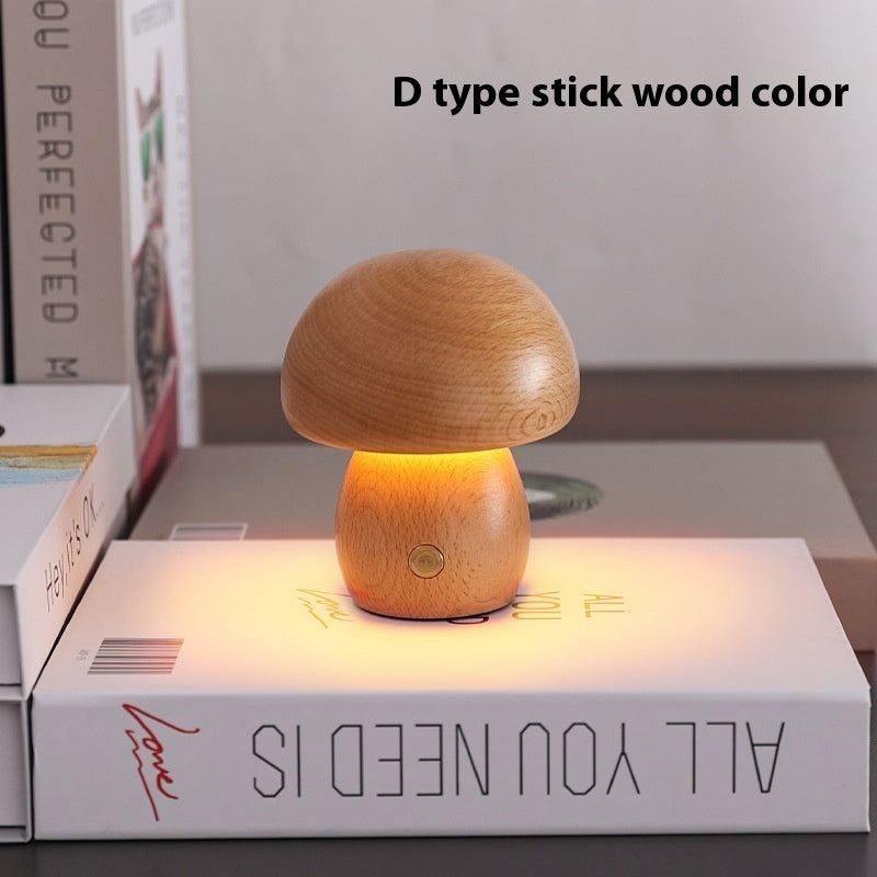Creative mushroom lamp type B walnut color size reference display