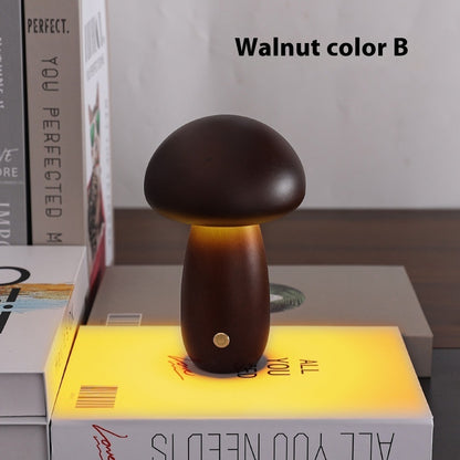 Creative mushroom lamp type D walnut color desk lifestyle display