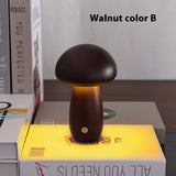 Creative mushroom lamp type D walnut color desk lifestyle display