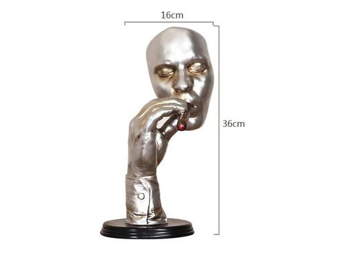 Creative retro meditators abstract sculpture in ancient silver finish