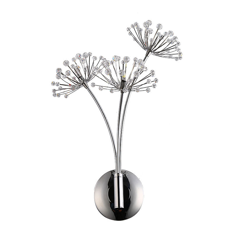 Close up of crystal dandelion wall lamp flower detail
