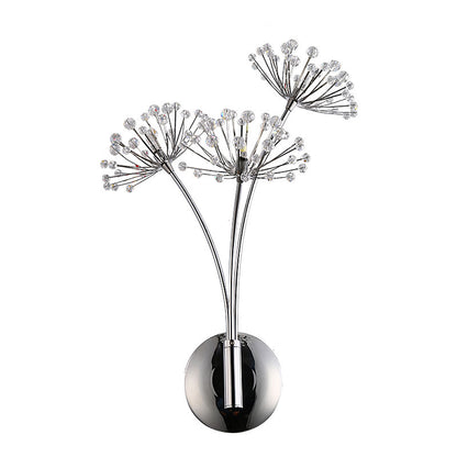 Close up of crystal dandelion wall lamp flower detail