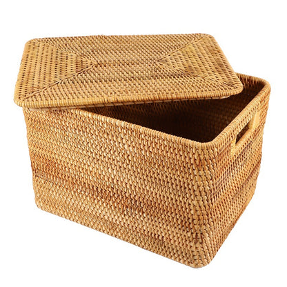 Vietnamese Rattan Storage Baskets Handmade Woven Organizer for Home Décor