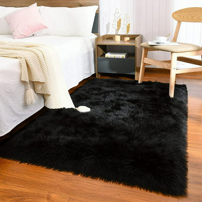 Luxury Fluffy Kids Area Rugs, Pink & Black