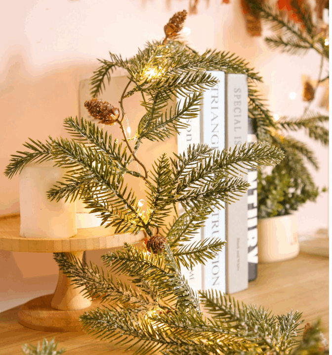 Christmas Pine Needle Pine Cone Led Decorative String Lights