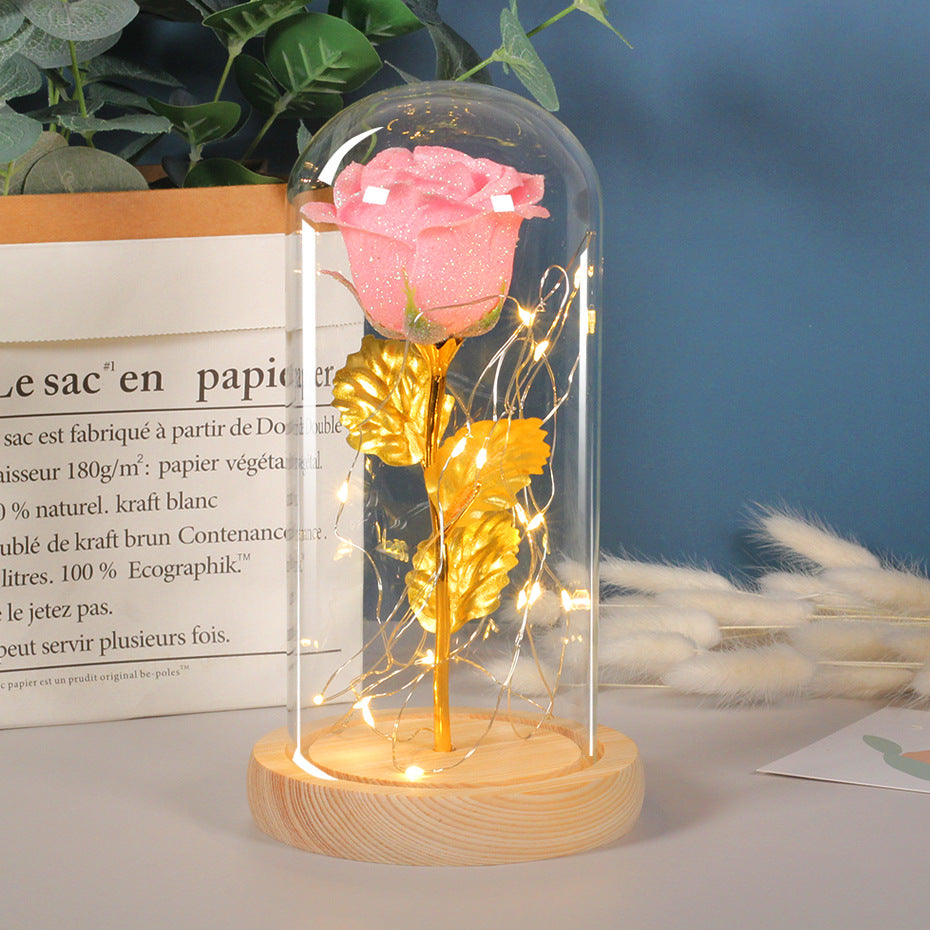 Eternal Rose Flowers LED Light In Glass Cover