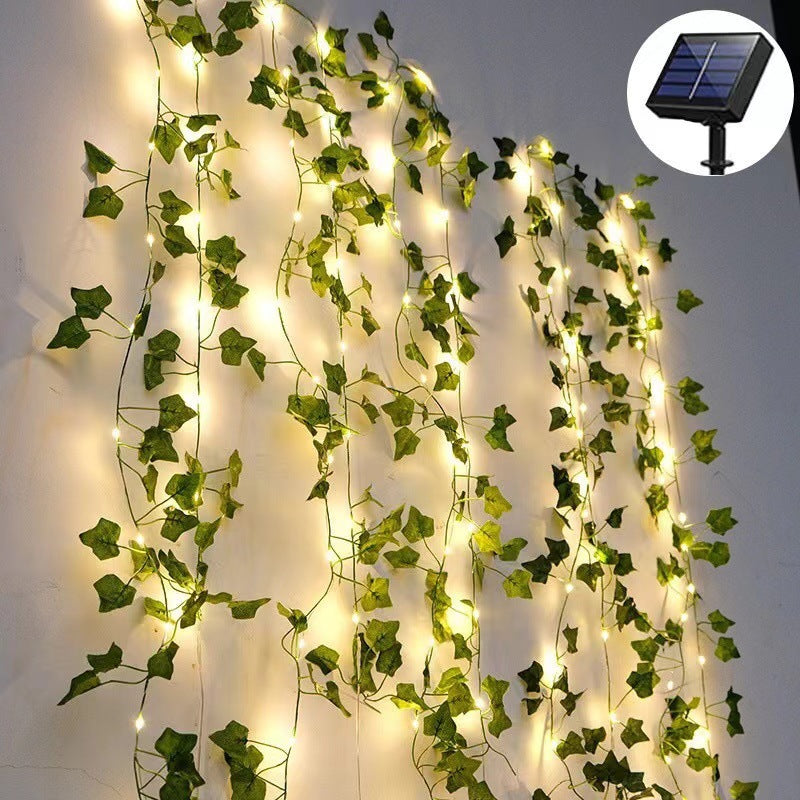 LED Green Leaf Copper Wire Lighting Chain Indoor Room Decoration