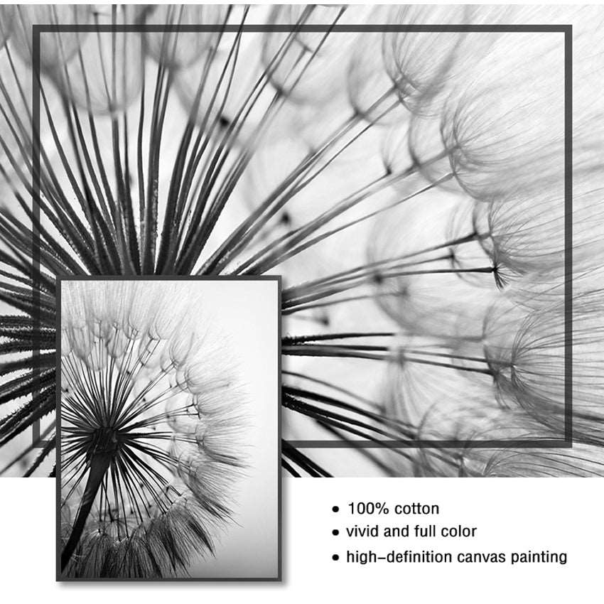 Dark style abstract dandelion canvas wall art