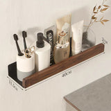 Solid Wood Bathroom Shelf No Drill - Floating Wall Shelf | 4 Sizes | Black and White