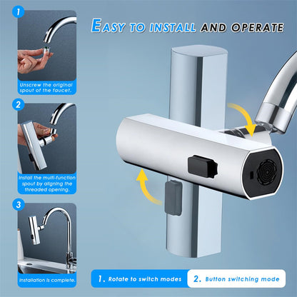 Kitchen Faucet Waterfall Outlet Splash Proof Universal Rotating Bubbler Multifunctional Water Nozzle Extension Kitchen Set