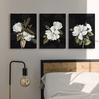 3 Pcs Magnolia Flowers Canvas Wall Art