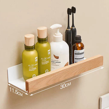 Solid Wood Bathroom Non-perforated Shelves