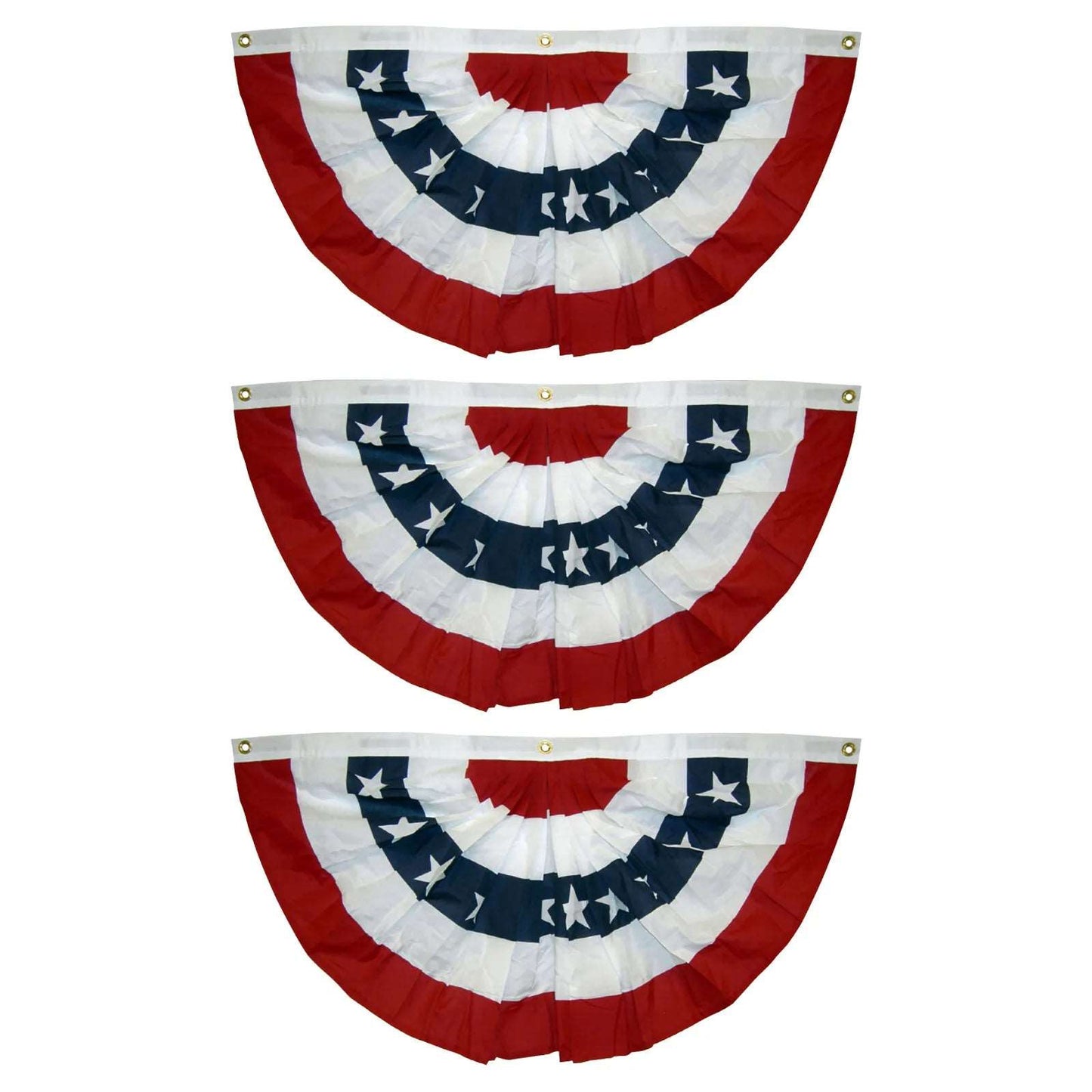 Decoration bunting patriotic flag fan stripes hung on porch railing display