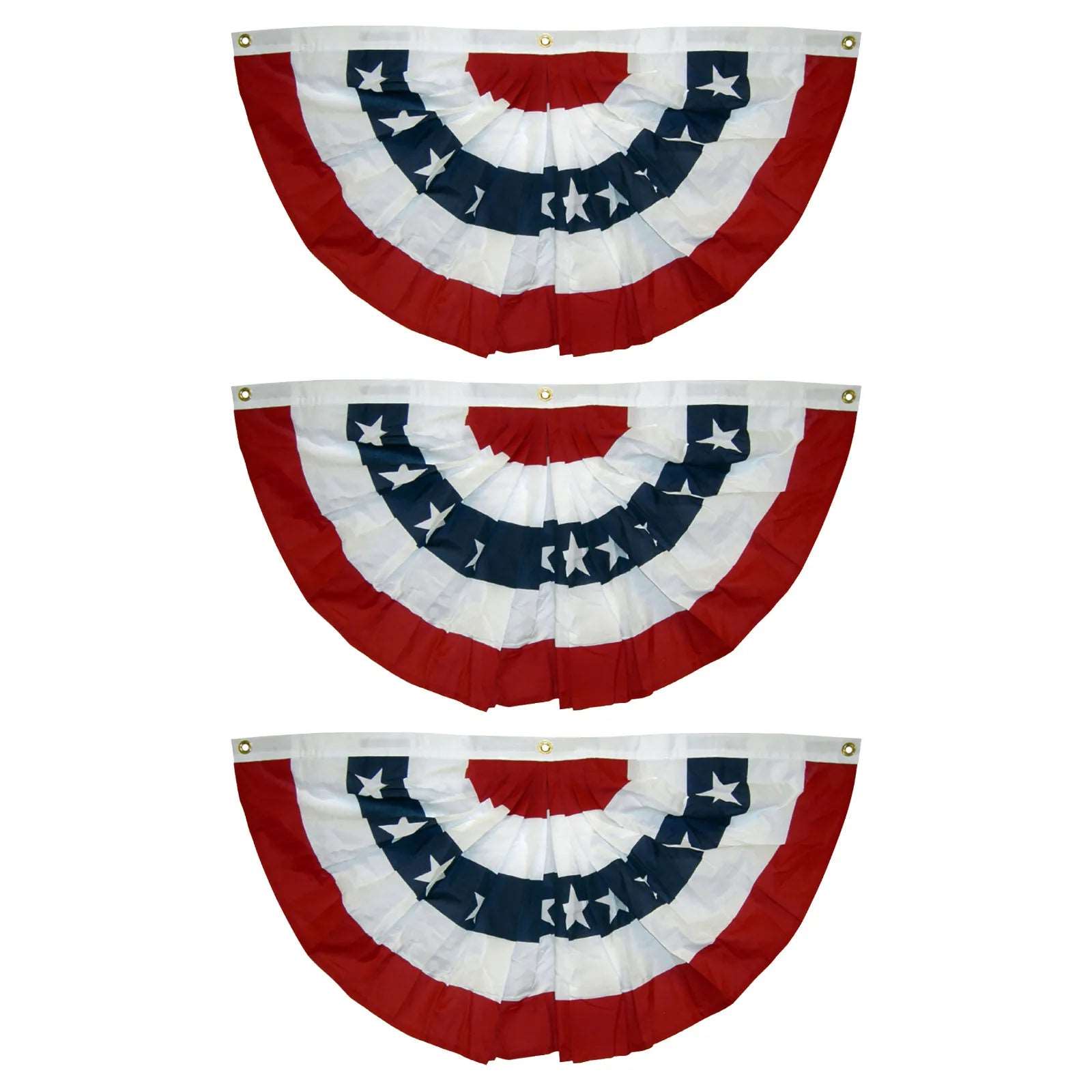 Decoration bunting patriotic flag fan stripes hung on porch railing display