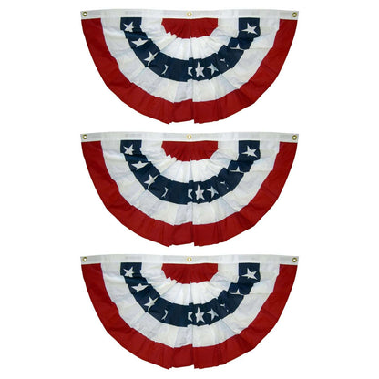 Decoration bunting patriotic flag fan stripes hung on porch railing display