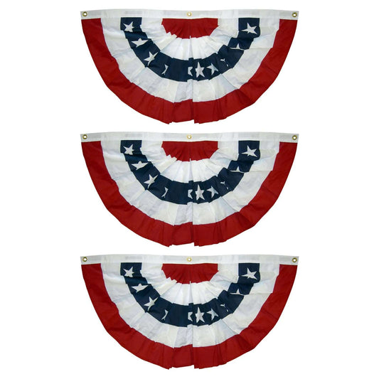 Decoration bunting patriotic flag fan stripes hung on porch railing display