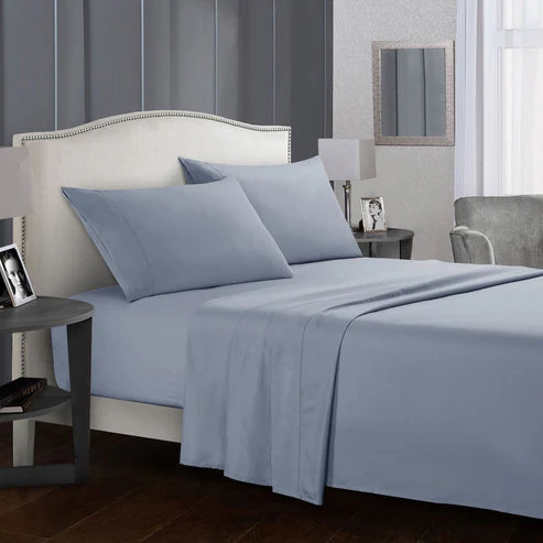 Deep pocket bed sheet set dark grey cooling breathable bedroom