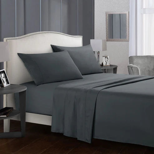 Deep pocket bed sheet set beige soft cooling bedroom lifestyle