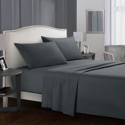 Deep pocket bed sheet set beige soft cooling bedroom lifestyle