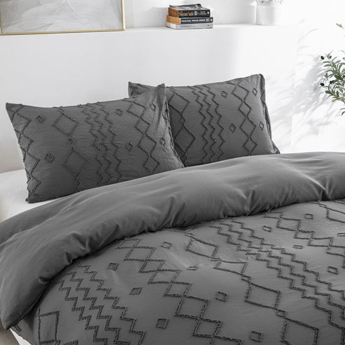 Diamond wave duvet cover set white color option
