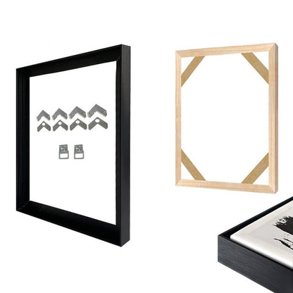 DIY wall picture frame in black and natural wood colors