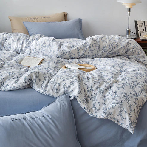 Cotton bedding set double layer yarn weave texture detail