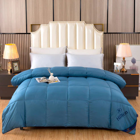 Down alternative comforter blue queen size bedroom lifestyle