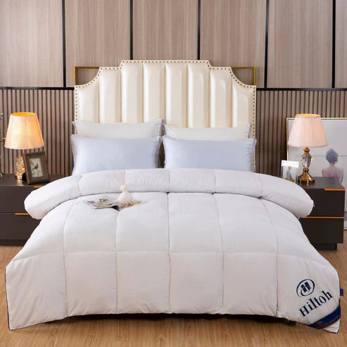 Down alternative comforter classic white flat lay all season
