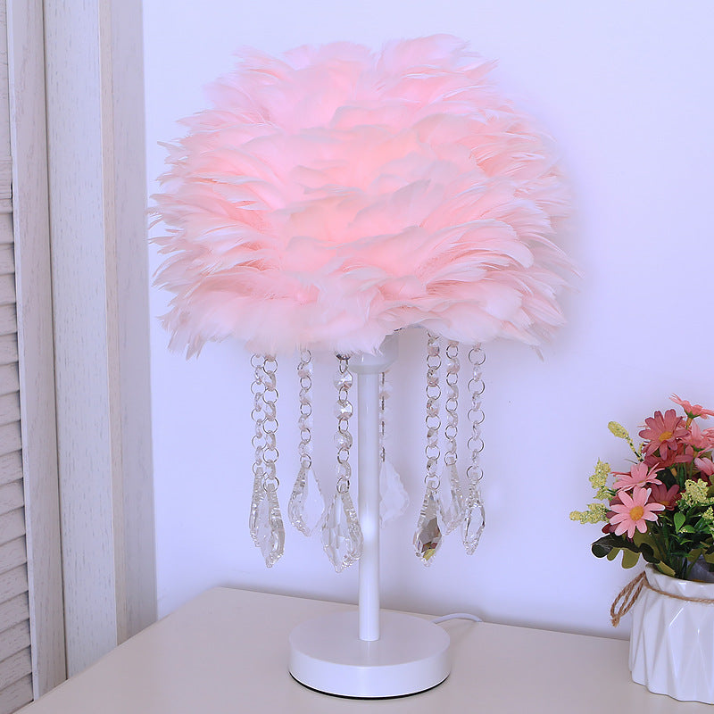 Modern Feather Table Lamp Bedroom Table Side Lamp