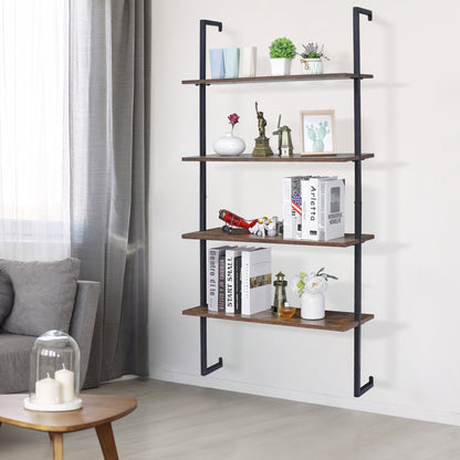 4-Tier Wood Modern Floating Shelf Wall-Mounted