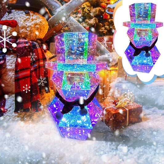 Christmas Decor Colorful LED Glow Santa Claus Snowman Night Light Xmas Gift Prismatic LED Lights Tabletop Ornament Bedroom Decor