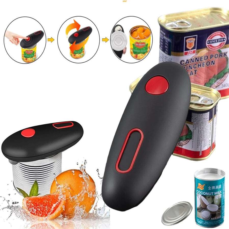 Black electric can opener automatic one touch kitchen tool