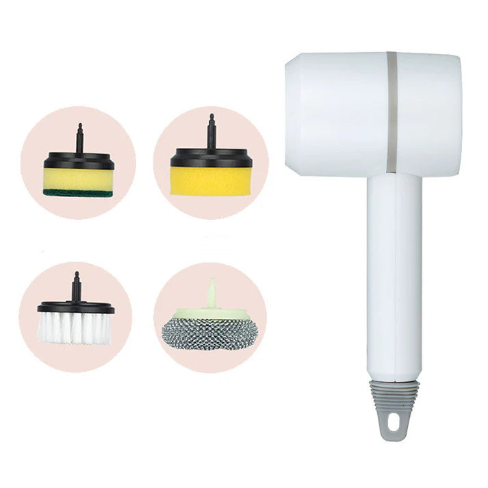 Electric cleaning brush scrubber with multiple brush heads