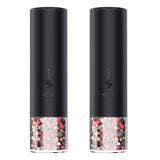 Black double electric grinder set for salt and pepper