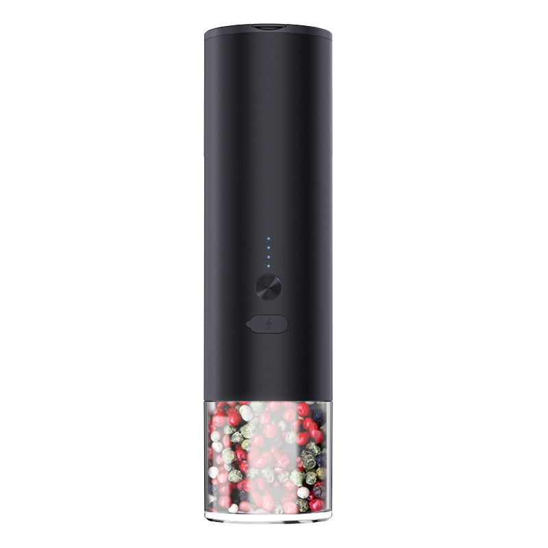 Black single electric salt or pepper grinder stainless steel
