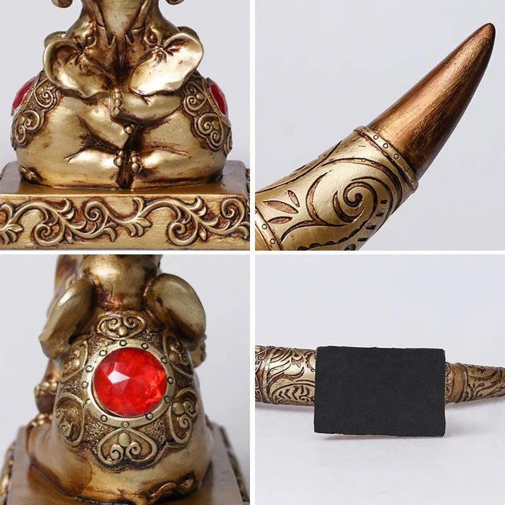 Elephant resin sculpture in beige color