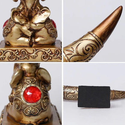 Elephant resin sculpture in beige color