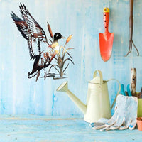 Mallard Hunting & Trout Fishing Scene Metal Wall Art Animal Shape Wall Decal Vivid Decoration