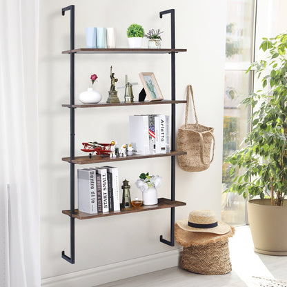 4-Tier Wood Modern Floating Shelf Wall-Mounted