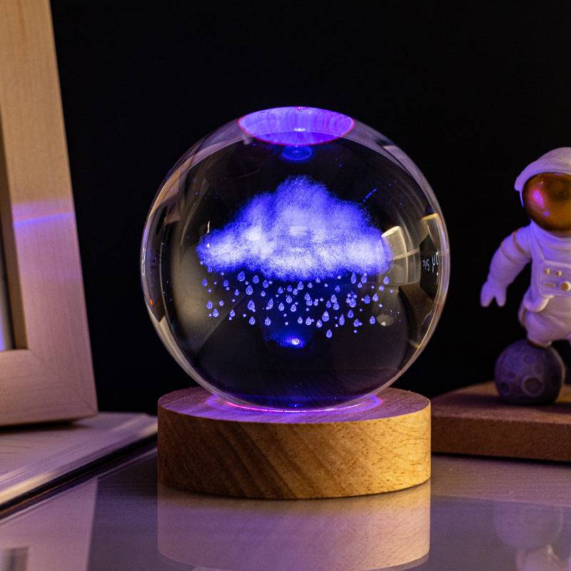 Milky Way Solar System Rain Cloud Astronaut Glowing Crystal Ball Night Light