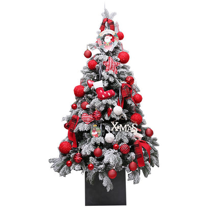 Snow Flocked Artificial Christmas Tree, Pre-Decorated Hinged Decorated Trees, with Star Ornaments Eco-Friendly Xmas Tree